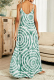 Fashion Casual Print Split Joint Spaghetti Strap A Line Dresses