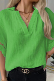 Casual Solid Split Joint V Neck Tops