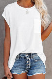 Fashion Street Solid Split Joint O Neck T-Shirts