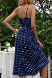 Elegant Dot With Belt V Neck A Line Dresses