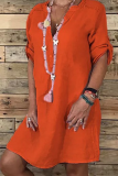 Casual Print Split Joint V Neck A Line Dresses