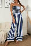Fashion Casual Striped Split Joint Strapless Loose Jumpsuits