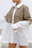 Fashion Casual Solid Split Joint Turndown Collar Tops