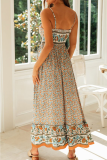 Bohemian Floral Split Joint V Neck Princess Dresses