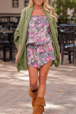 Casual Solid Bandage Crystal Cardigan Collar Tops