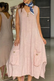 Fashion Solid Patchwork V Neck Irregular Dresses
