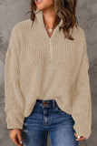 Fashion Solid Zipper Zipper Collar Tops