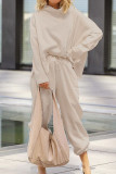 Fashion Casual Solid Split Joint O Neck Long Sleeve Two Pieces
