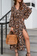Sexy Animal Print V Neck Irregular Dress Dresses