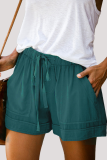 Street Solid Draw String Straight High Waist Straight Solid Color Bottoms