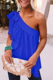 Fashion Sweet Solid Split Joint One Shoulder Tops