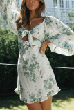 Spring And Summer Print Tie Dress