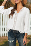 Fashion Street Solid Patchwork V Neck Tops