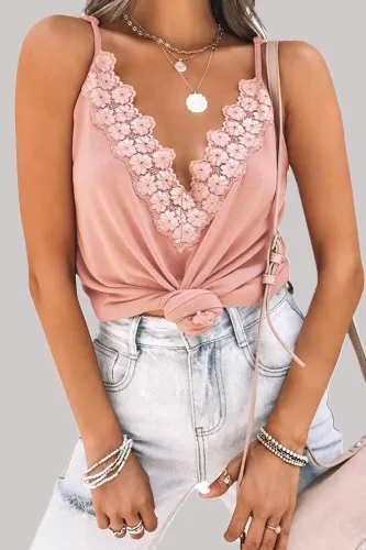 Fashion Casual Solid Patchwork V Neck Tops