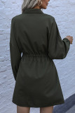 Fashion Street Solid Split Joint Turndown Collar A Line Dresses