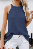 Casual Solid Split Joint Halter Tops
