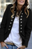 Solid Buttons Turn-back Collar Outerwear