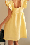 Fashion Sweet Solid Split Joint Square Collar Princess Dresses