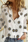 Fashion Casual Polka Dot Patchwork Printing Turndown Collar Tops