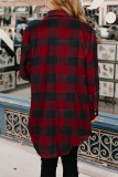Casual Plaid Pocket Buckle Turndown Collar Outerwear