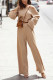 Fashion Sexy Solid Basic Off the Shoulder Long Sleeve Two Pieces