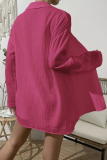 Casual Simplicity Solid Fold Turndown Collar Long Sleeve Two Pieces(8 Colors)