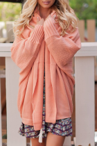 Casual Solid Bandage Crystal Cardigan Collar Tops