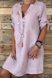 Casual Print Split Joint V Neck A Line Dresses