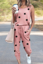 Casual The stars Frenulum O Neck Sleeveless Two Pieces