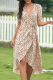 Elegant Print Frenulum V Neck Irregular Dress Dresses