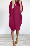 Casual Solid Solid Color O Neck Long Sleeve Dresses