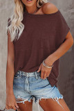 Fashion Street Solid Split Joint O Neck T-Shirts