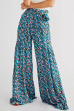 Casual Street Print Fold Loose High Waist Wide Leg Bottoms