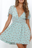 Fashion Street Print Split Joint V Neck A Line Dresses