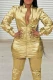 Gold Sexy Street Solid Patchwork Pleated V Neck Pleated Dresses(No Boots)