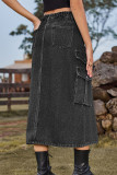 Casual Street Solid Slit High Waist Denim Skirts(5 Colors)