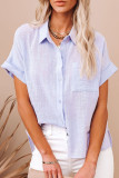 Fashion Casual Solid Split Joint Turndown Collar Tops