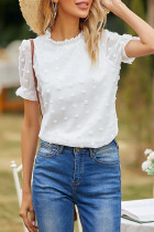 Fashion Street Solid Split Joint O Neck Tops