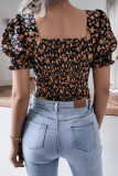 Fashion Casual Solid Split Joint Square Collar Tops