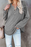 Casual Solid Buckle O Neck Tops