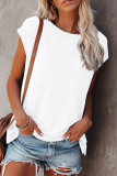 Fashion Street Solid Split Joint O Neck T-Shirts