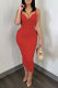 Red Casual Sweet Daily Elegant Backless Solid Color With Bow Spaghetti Strap Dresses