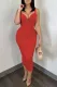 Red Casual Sweet Daily Elegant Backless Solid Color With Bow Spaghetti Strap Dresses