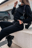 Casual Solid Patchwork Zipper Collar Long Sleeve Two Pieces