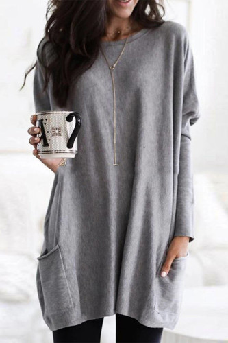 Casual Solid Patchwork Pocket V Neck Tops(4 Colors)