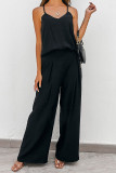 Fashion Sportswear Solid Split Joint V Neck Sleeveless Two Pieces