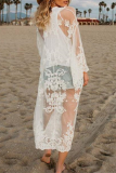 Vacation Solid Split Joint Cardigan Collar Tops