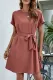 Casual Daily Solid Bandage O Neck Waist Skirt Dresses