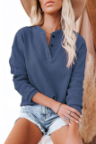 Casual Solid Buckle O Neck Tops(6 Colors)