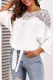 Fashion Elegant Patchwork Lace Hollowed Out Strap Design O Neck Tops